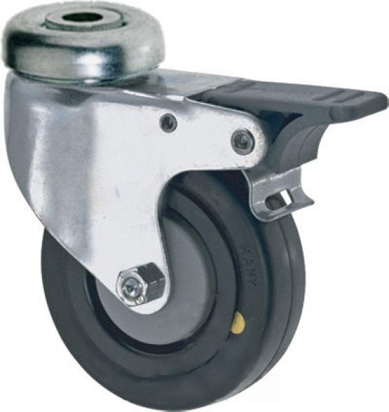 Kolo pro těžká ESD zařízení s otvorem a dvojitou brzdou - 125mm, nosnost 100 kg