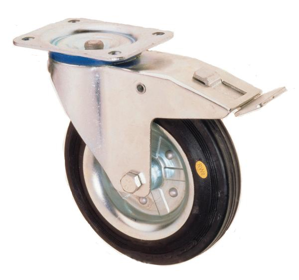 ESD otočné kolo 80mm s montážní deskou a dvojitou brzdou - nosnost 50 kg