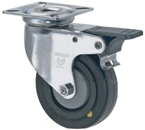 Kolo pro ESD zařízení s montážní deskou a dvojitou brzdou - 100mm, nosnost 65 kg