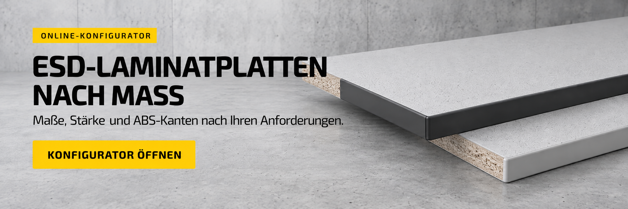 Konfigurator für ESD-Laminatplatten nach Maß