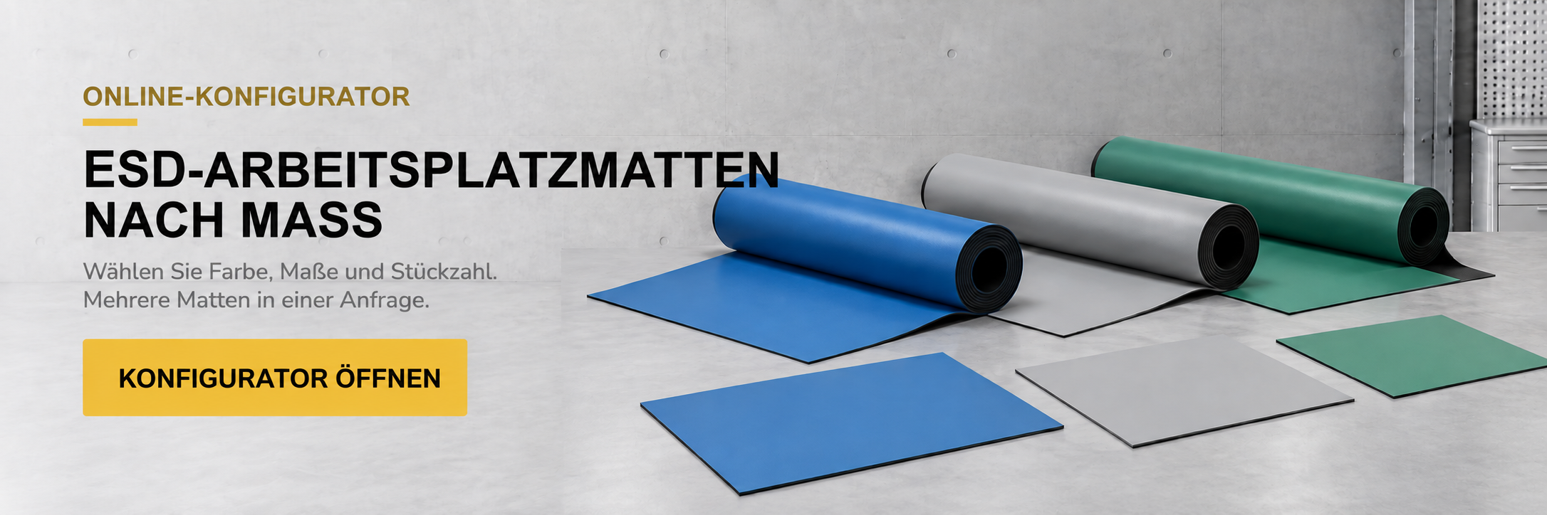 Konfigurator für ESD-Arbeitsplatzmatten