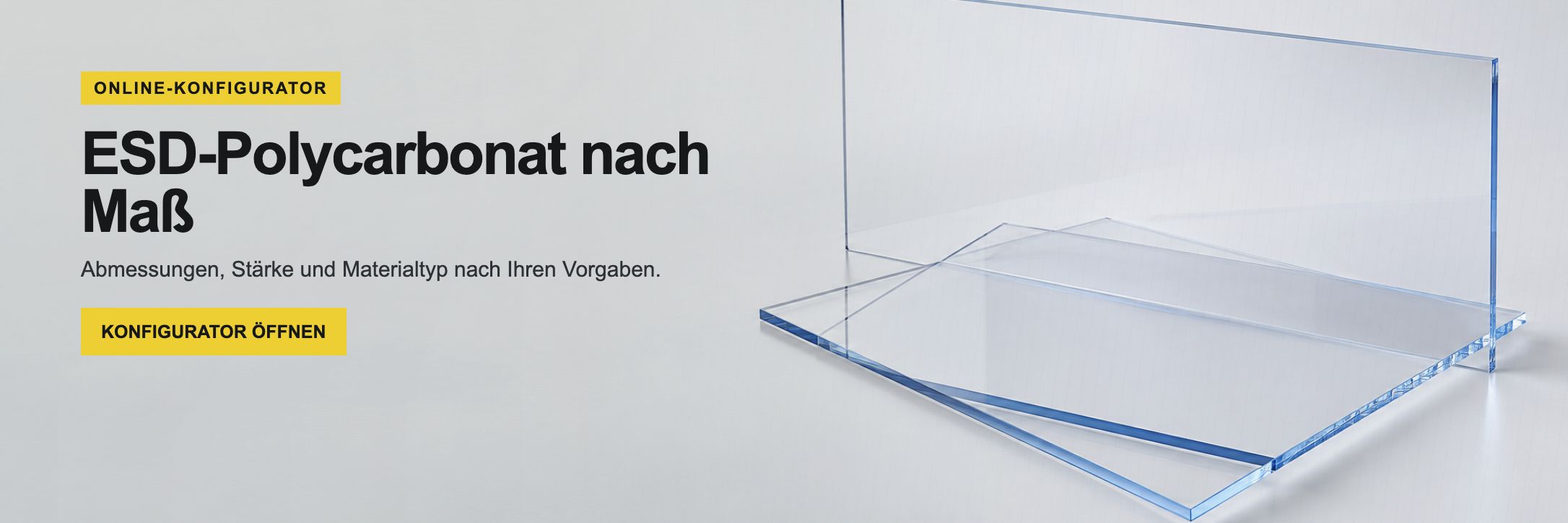 Konfigurator für ESD-Polycarbonat nach Maß