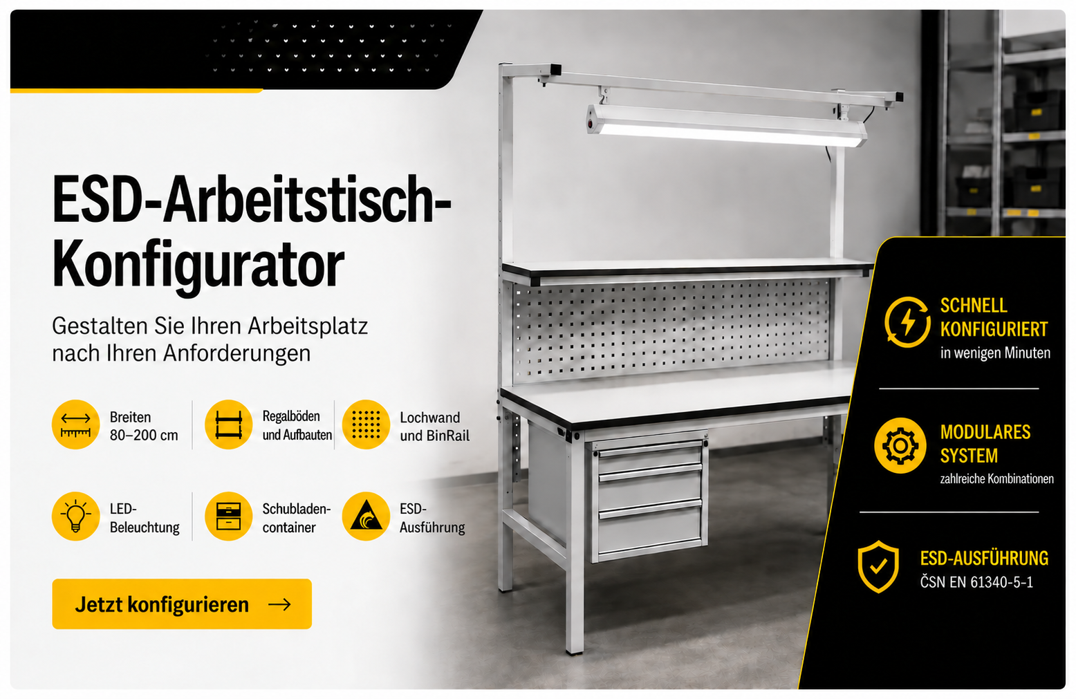 Konfiguratoren für ESD-Arbeitstische